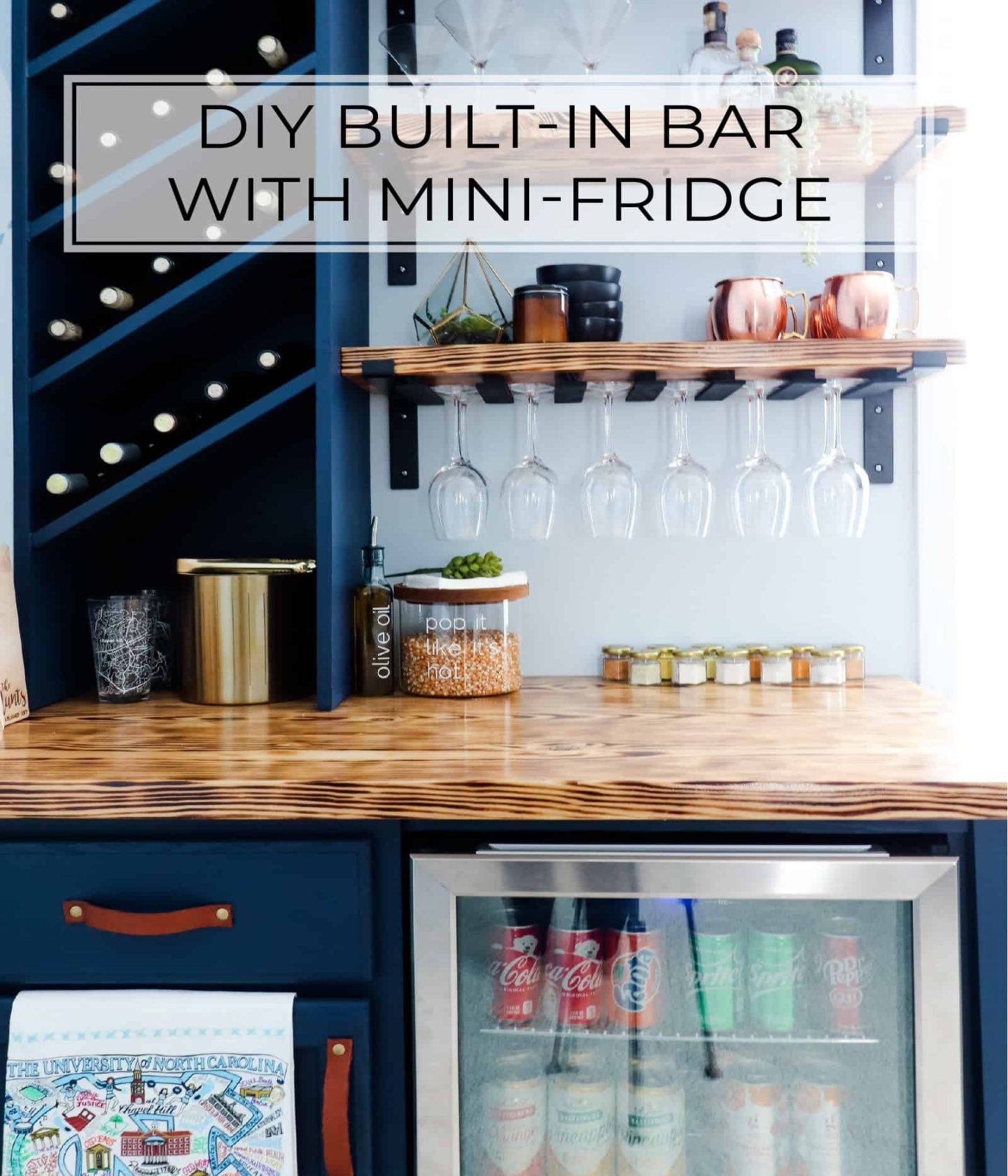 DIY Built-In Bar with Mini Fridge - Pine and Poplar DIY Built-In Bar with Mini Fridge - Pine and Poplar