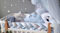 Personalized baby bedding set for boy blue